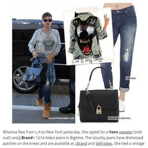 J Brand Aidan Patchwork Distressed Jeans Bigtime‎ RIHANNA worn Size 28